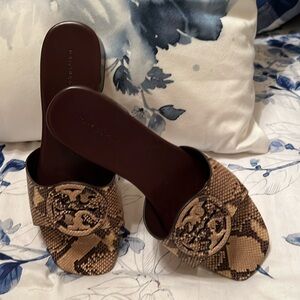 Tory Burch Sandals - Snakeskin Leather Tan & Brown